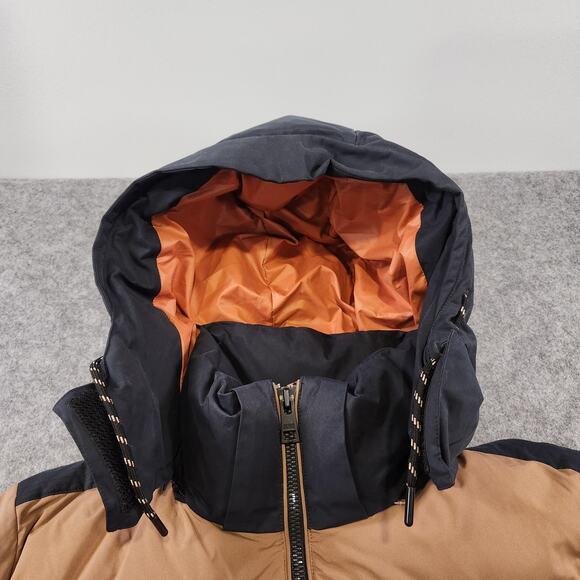 Duno Jacket Mens L? Brown Plaid Hooded Puffer Winter Coat Down Insulated Warm - Picture 5 of 16